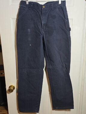 Carhartt Mens 34×34 Navy Cargo Work Pants Cotton Blue denim jeans